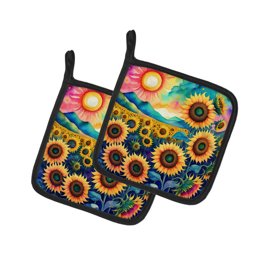 Colorful Sunflowers Pair of Pot Holders 1
