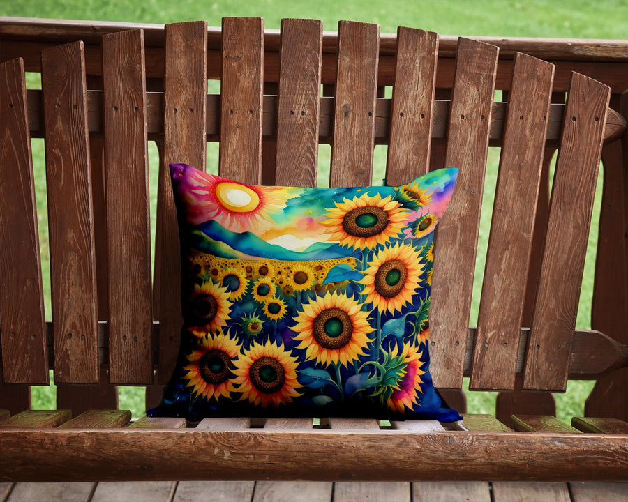 Square Colorful Sunflowers Throw Pillow 2