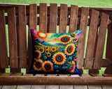 Square Colorful Sunflowers Throw Pillow 2