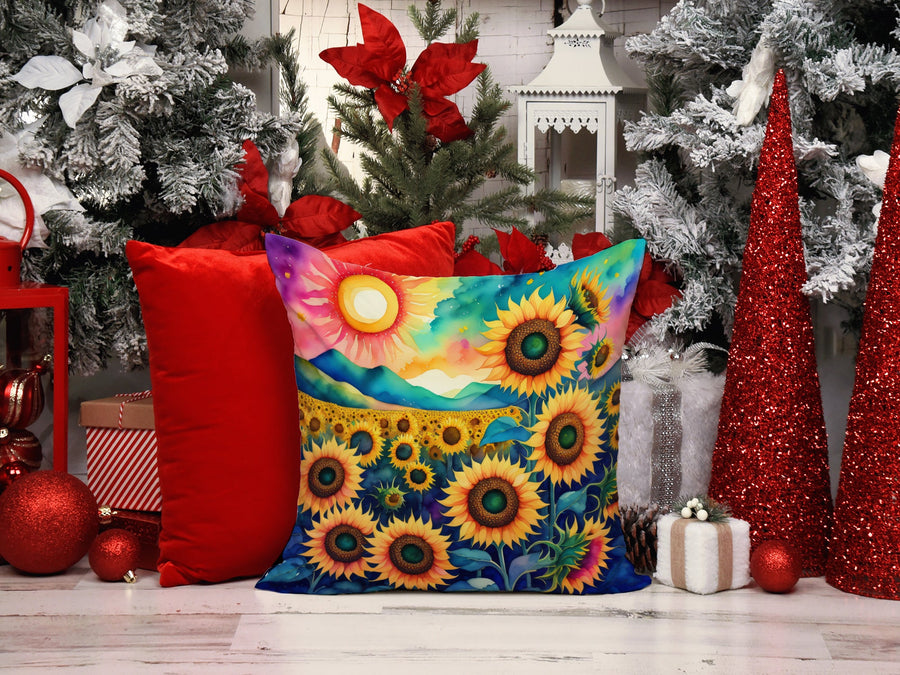 Square Colorful Sunflowers Throw Pillow 2