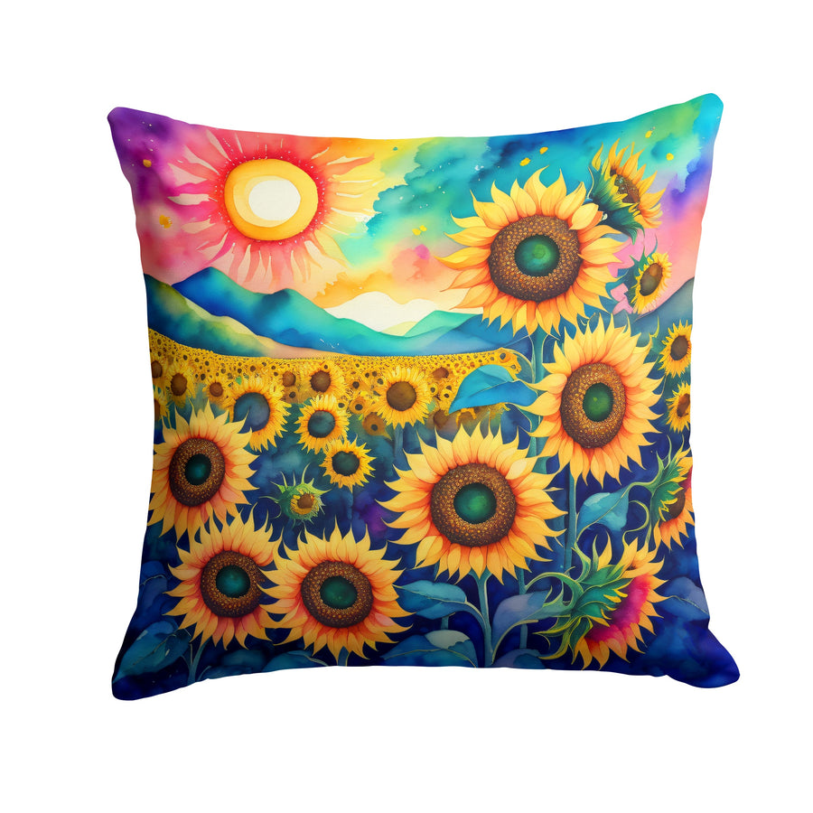 Square Colorful Sunflowers Throw Pillow 2