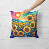 Square Colorful Sunflowers Throw Pillow 3