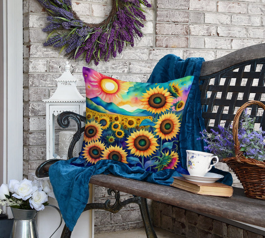 Square Colorful Sunflowers Throw Pillow 3