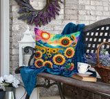 Square Colorful Sunflowers Throw Pillow 3