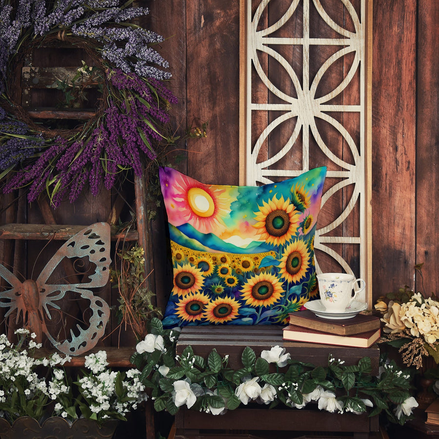 Square Colorful Sunflowers Throw Pillow 3