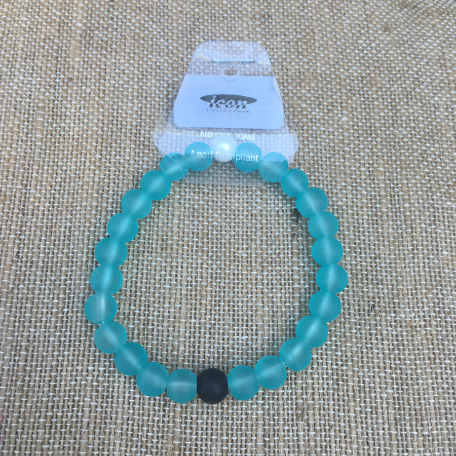 Bead & Pearl Stretch Bracelet- Turquoise