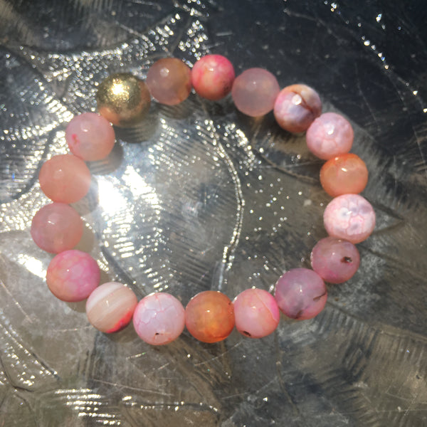 Handmade Beaded Stretch Bracelet- Pink