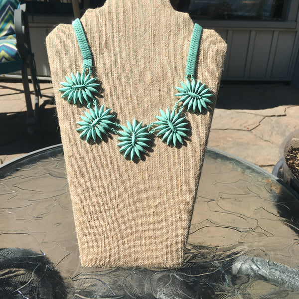 Floral Coated Necklace Set- Mint