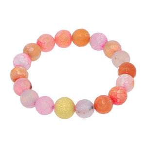 Handmade Beaded Stretch Bracelet- Pink