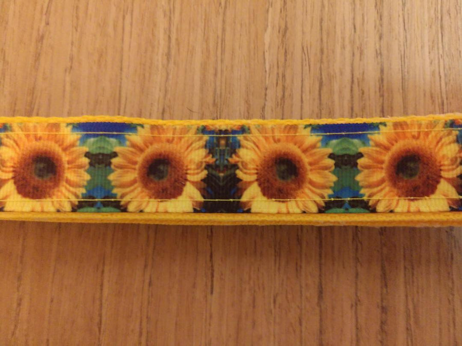 Leash/ Large/  Blue & Green Sunflowers