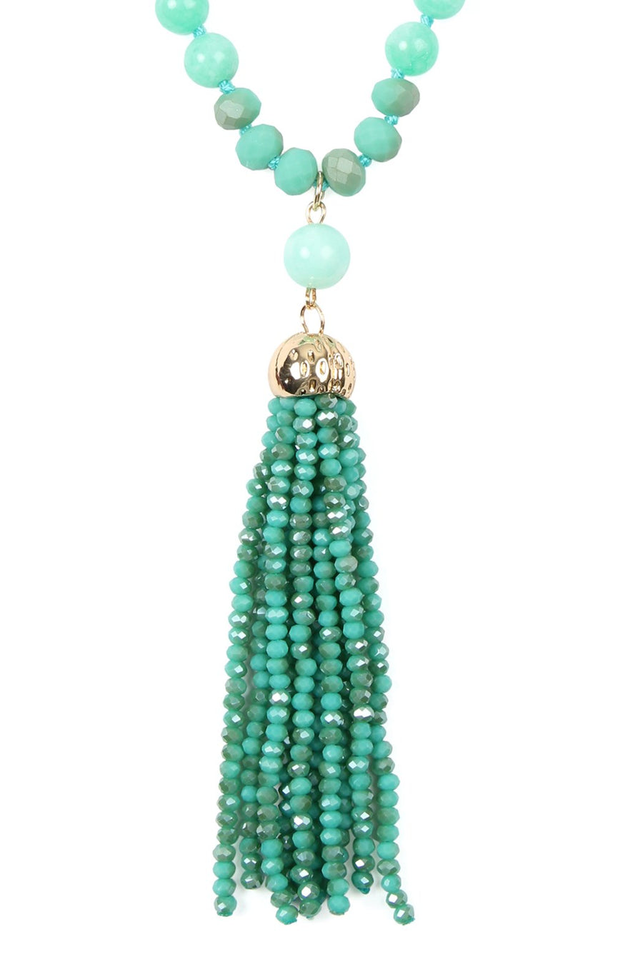 Beaded Tassel Pendant Necklace- 6 Colors