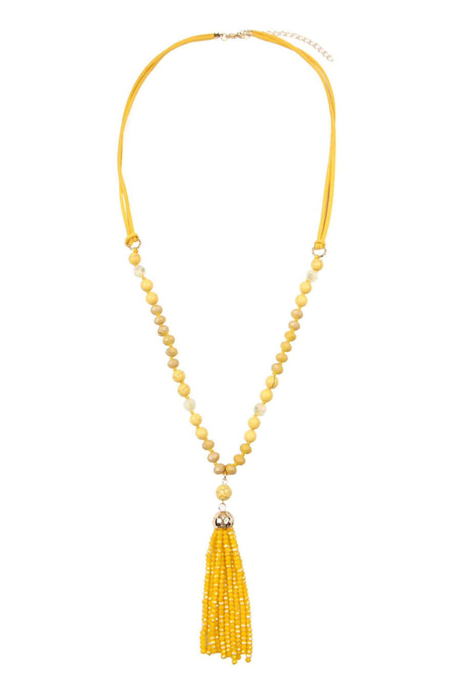 Beaded Tassel Pendant Necklace- 6 Colors