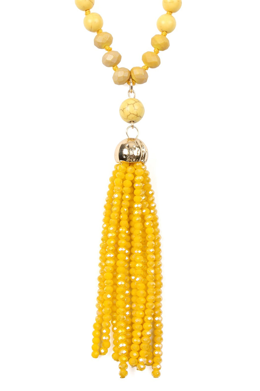Beaded Tassel Pendant Necklace- 6 Colors