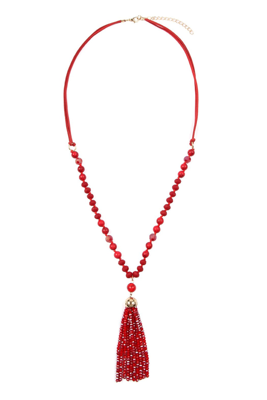 Beaded Tassel Pendant Necklace- 6 Colors