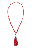 Beaded Tassel Pendant Necklace- 6 Colors