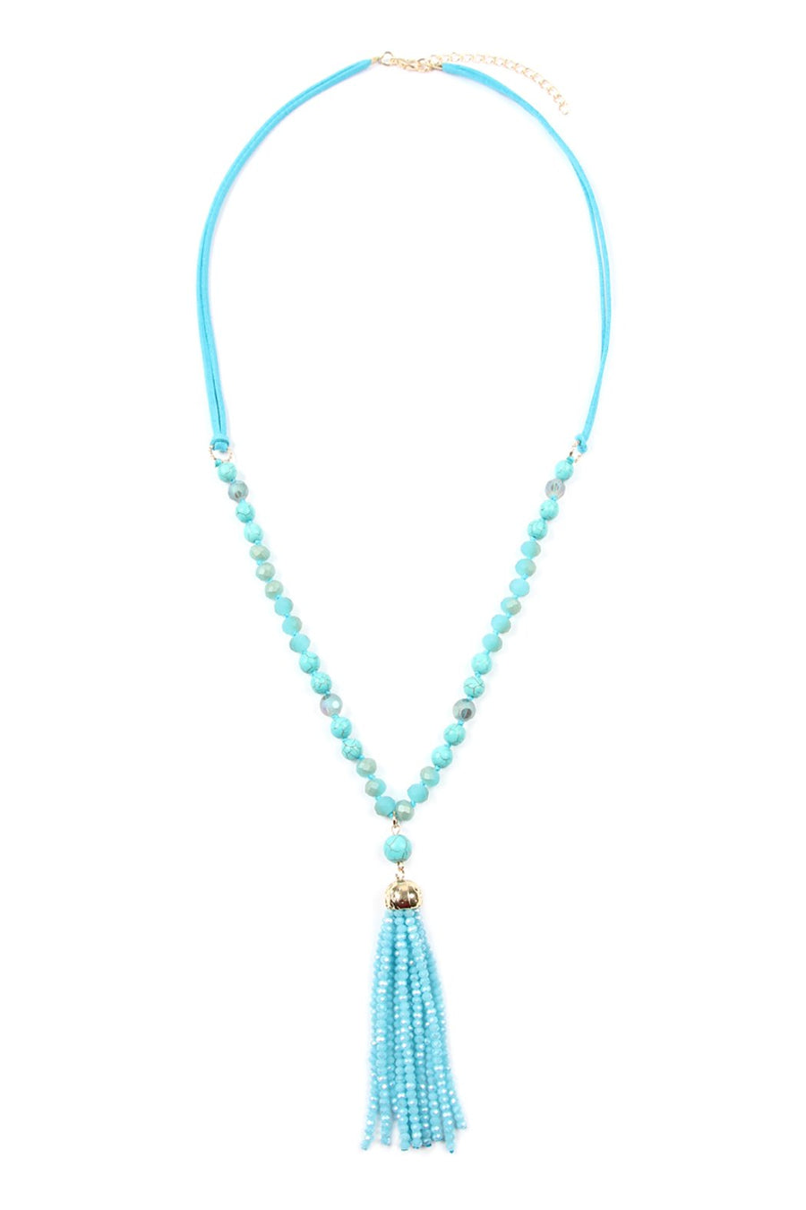 Beaded Tassel Pendant Necklace- 6 Colors
