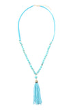 Beaded Tassel Pendant Necklace- 6 Colors