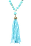 Beaded Tassel Pendant Necklace- 6 Colors