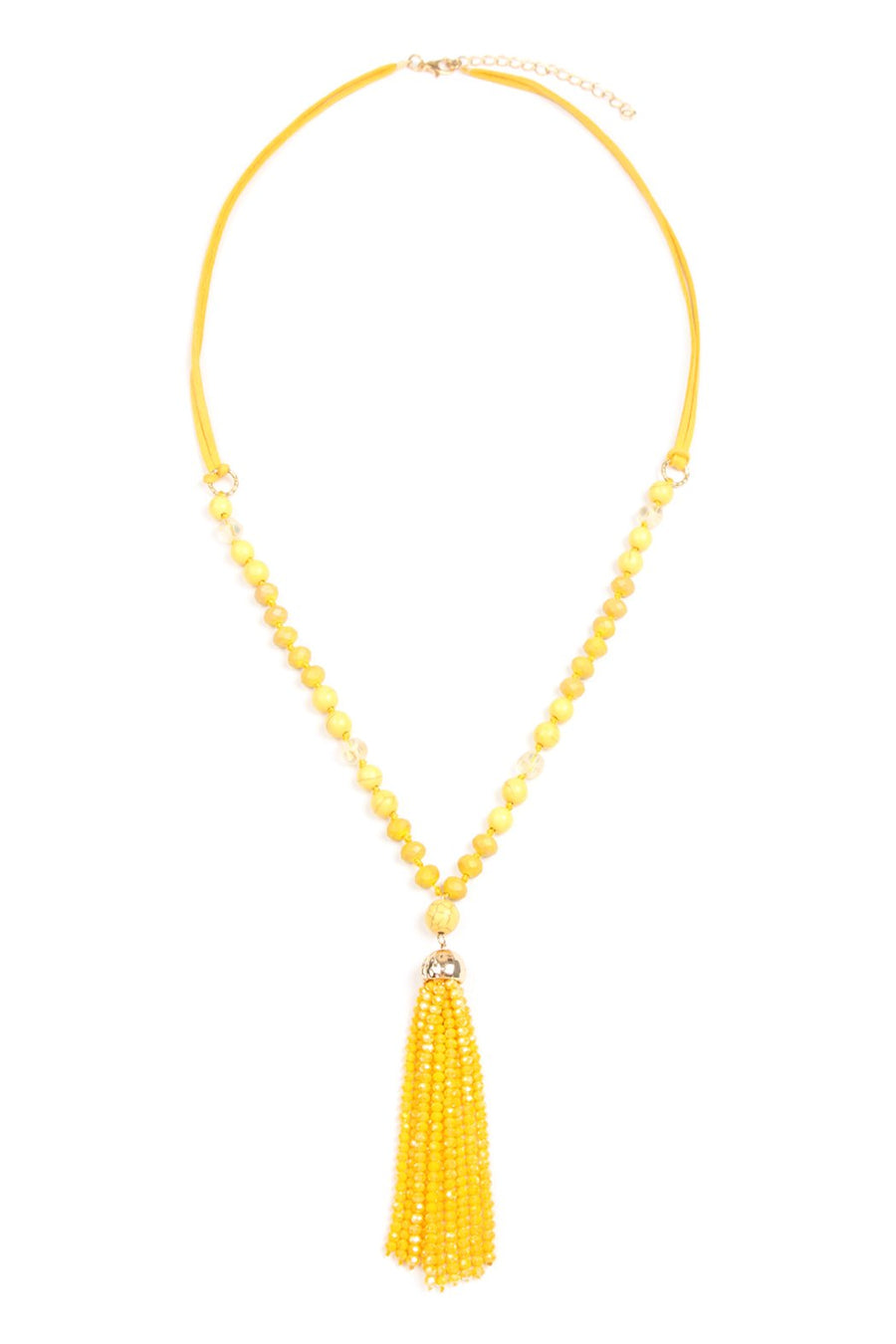 Beaded Tassel Pendant Necklace- 6 Colors