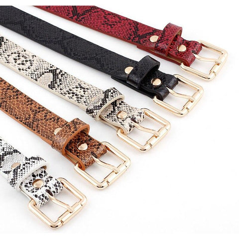 Snake Print Faux Leather Belt- 5 Colors