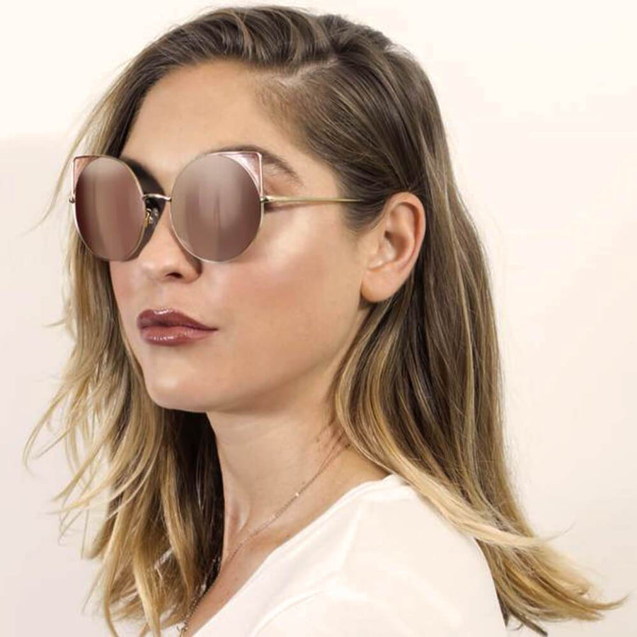 Dublin- Mirrored Lens Round Cat-Eye Sunglasses- 6 Colors