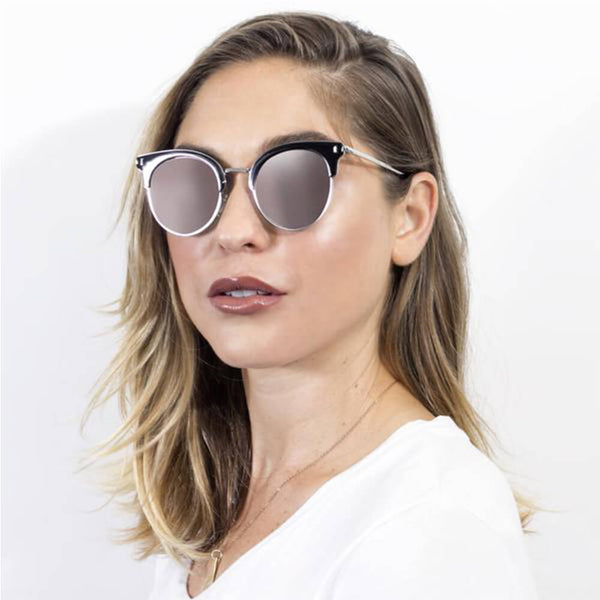 BILOXI | Women Half Frame Round Cat Eye Polarized Sunglasses