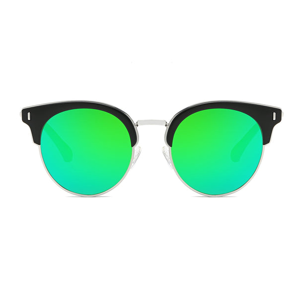 BILOXI | Women Half Frame Round Cat Eye Polarized Sunglasses