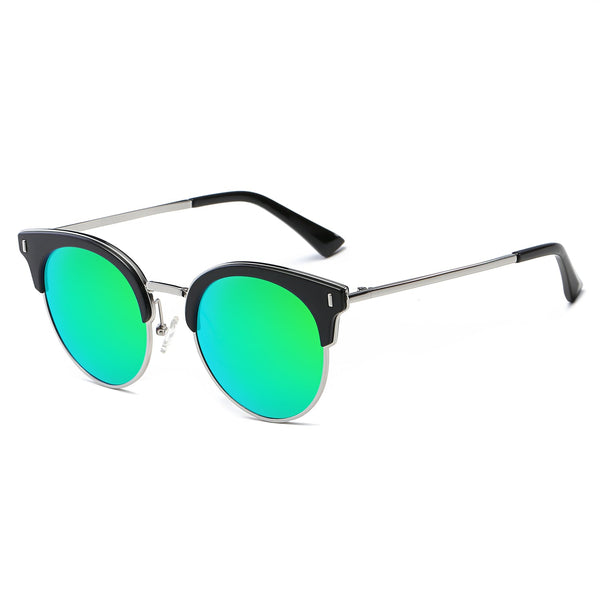BILOXI | Women Half Frame Round Cat Eye Polarized Sunglasses