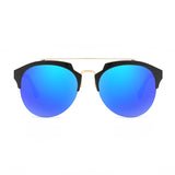 COROLLA | Half Frame Mirrored Lens Horned Rim Sunglasses Circle