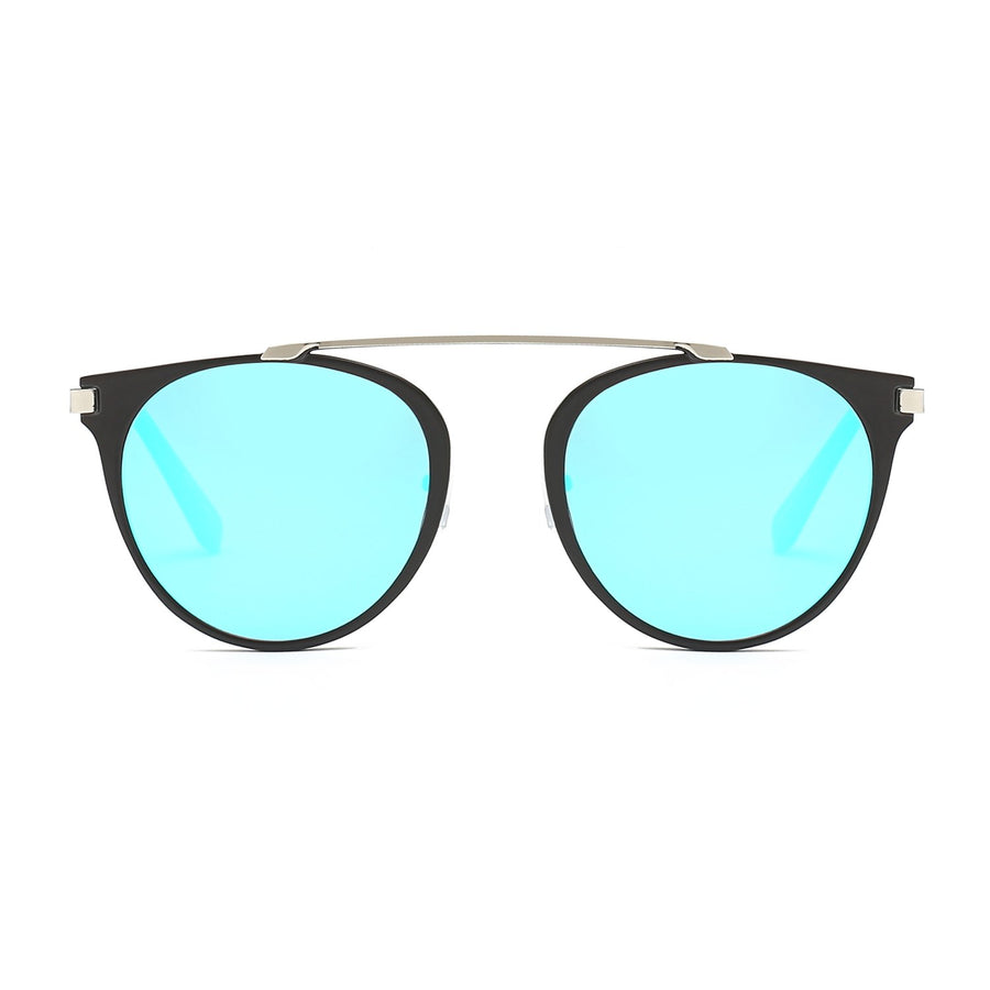 FRISCO | Modern Horn Rimmed Metal Frame Round Sunglasses- 5 Colors