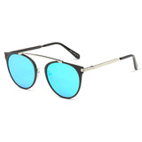 FRISCO | Modern Horn Rimmed Metal Frame Round Sunglasses- 5 Colors