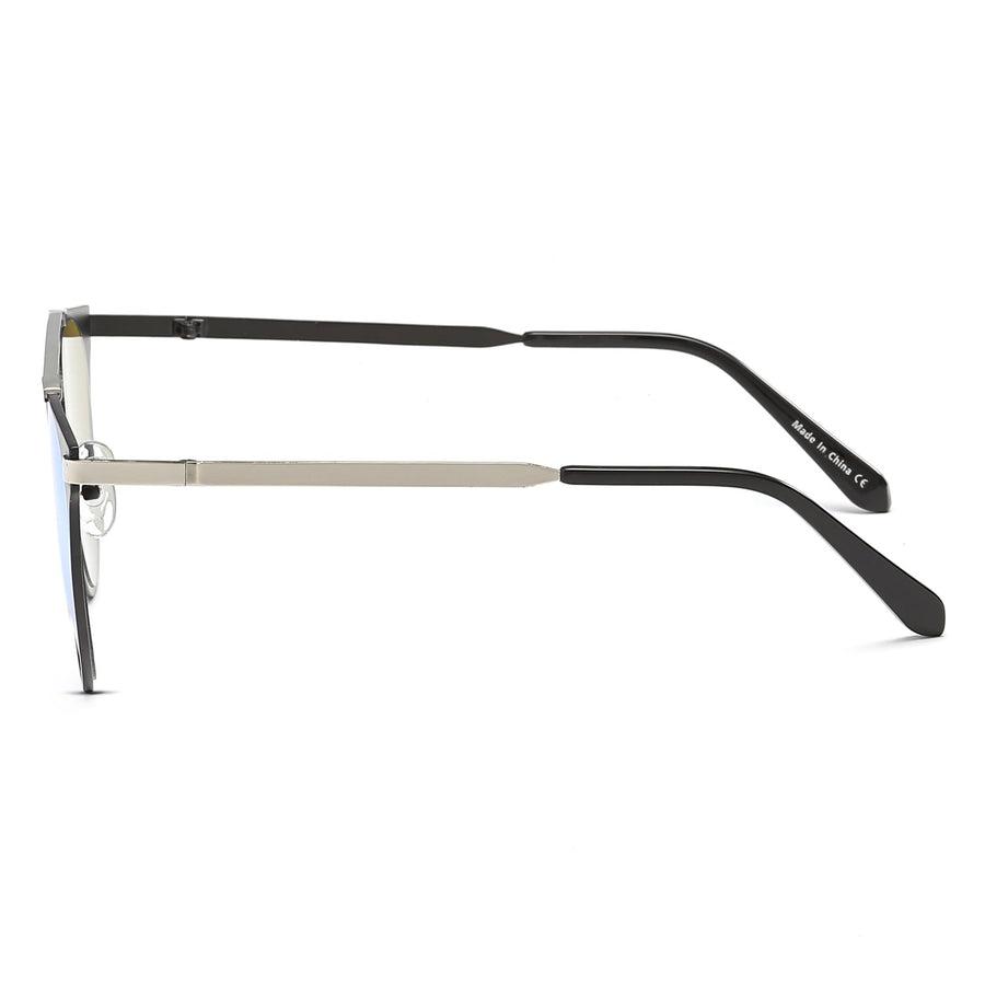 FRISCO | Modern Horn Rimmed Metal Frame Round Sunglasses- 5 Colors