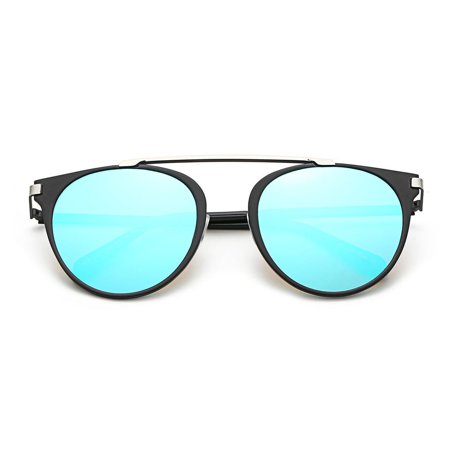 FRISCO | Modern Horn Rimmed Metal Frame Round Sunglasses- 5 Colors