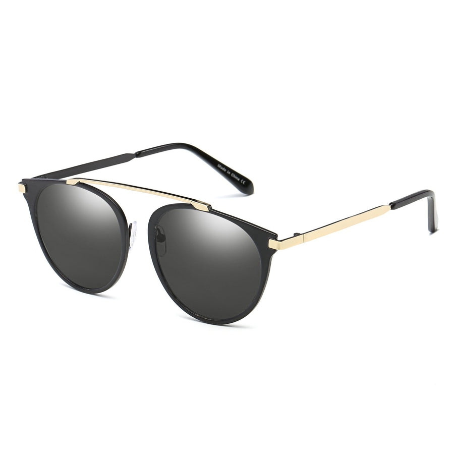 FRISCO | Modern Horn Rimmed Metal Frame Round Sunglasses- 5 Colors