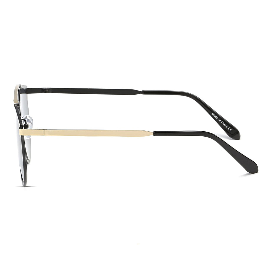 FRISCO | Modern Horn Rimmed Metal Frame Round Sunglasses- 5 Colors