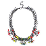 Neon & Crystal Beaded Spray Statement Necklace