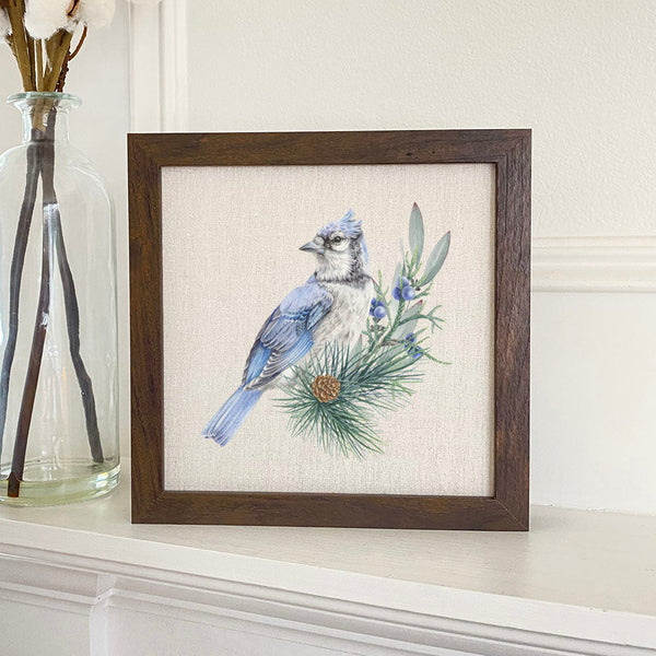 Blue Jay (Fall Birds) - Framed Sign