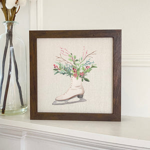 Winter Floral Ice Skate - Framed Sign