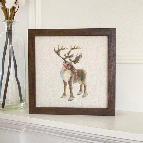 Santa's Reindeer - Framed Sign