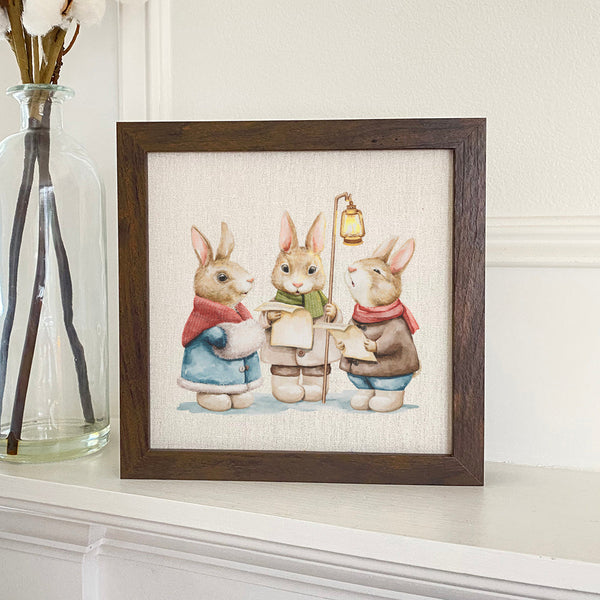 Fairytale Bunny Carolers - Framed Sign