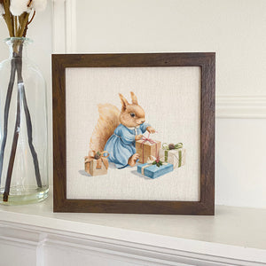 Fairytale Squirrel with Presents - Framed Sign