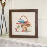 Fairytale Stocking with Yarn - Framed Sign