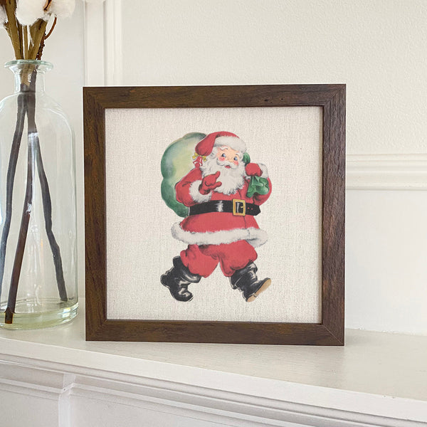 Vintage Santa with Gift Sack - Framed Sign