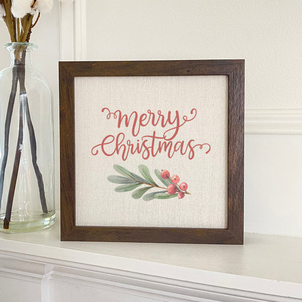 Merry Christmas Sprig - Framed Sign
