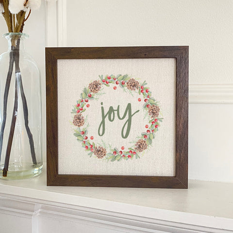 Joy Wreath - Framed Sign