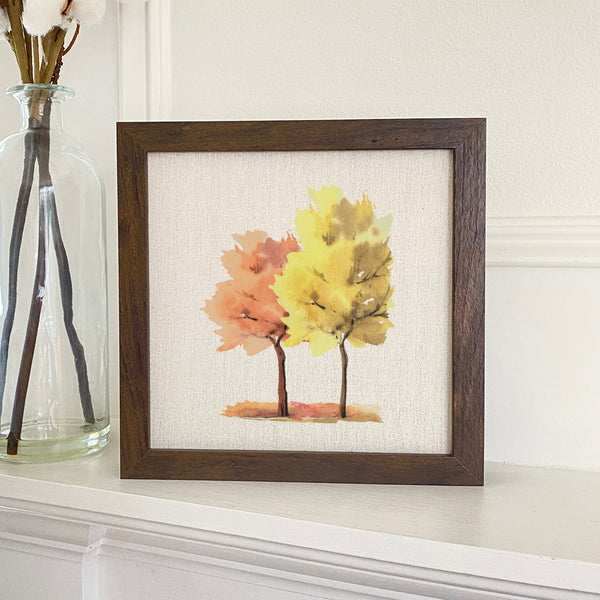 Watercolor Fall Trees (Pair) - Framed Sign