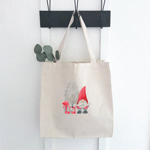 Christmas Gnome with Tree - Canvas Tote Bag