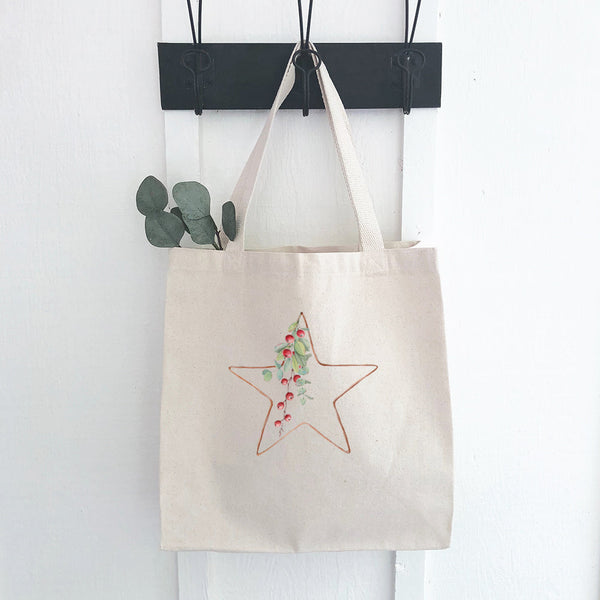 Christmas Star with Berries - Canvas Tote Bag
