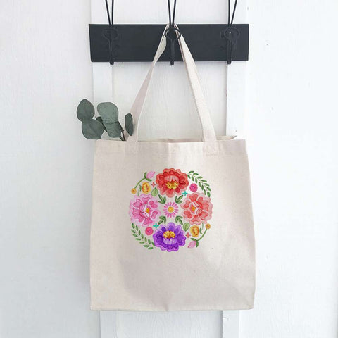 Floral Circulo - Canvas Tote Bag