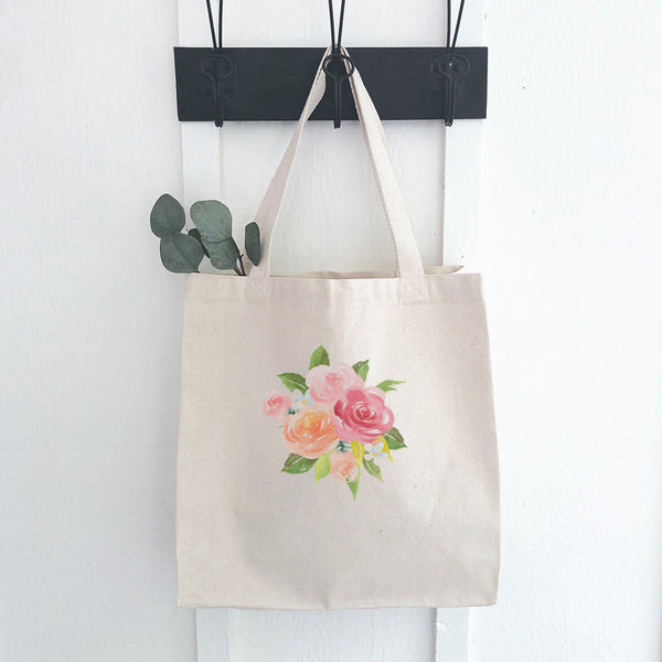 Watercolor Rose Bouquet - Canvas Tote Bag